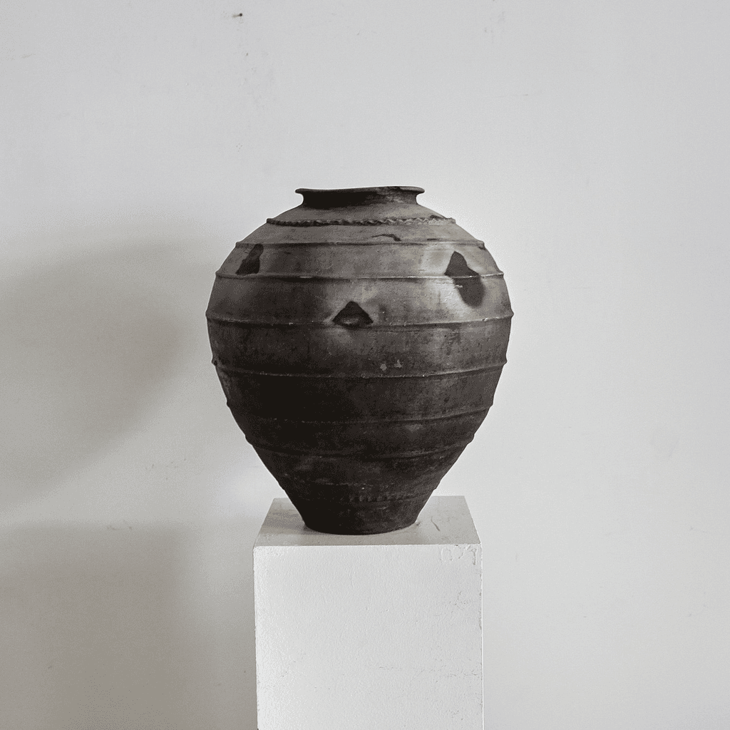 Large 19Th C. Black Terracotta Portuguese Vessel